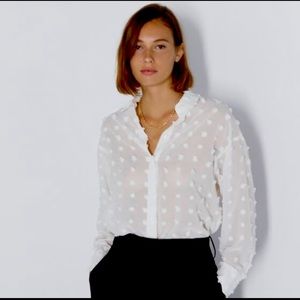 White Zara Polkadot Blouse - Sz XS